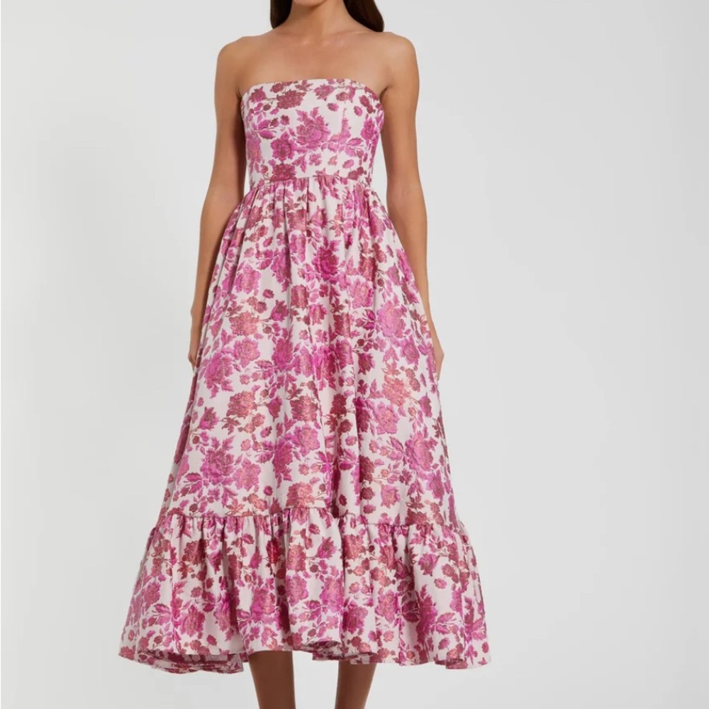 Mac Duggal Strapless Pink Floral Dress